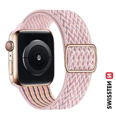 SWISSTEN Nylonový řemínek se sponou pro Apple Watch 42/44/45/49 růžová