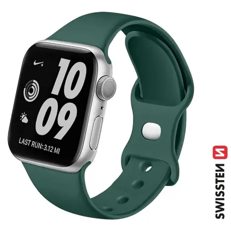 SWISSTEN Silikonový řemínek pro Apple Watch 42/44/45/49mm zelená