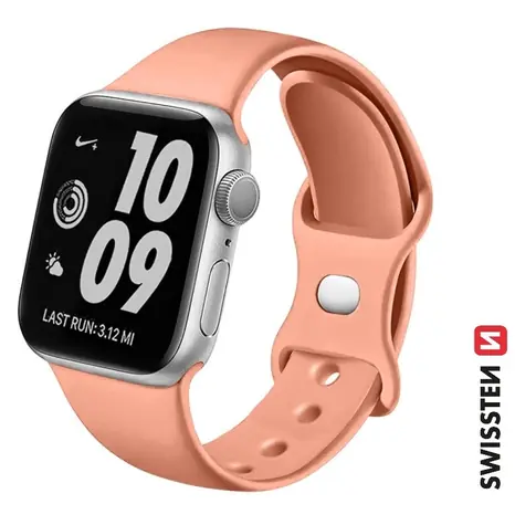 SWISSTEN Silikonový řemínek pro Apple Watch 42/44/45/49mm oranžově růžová