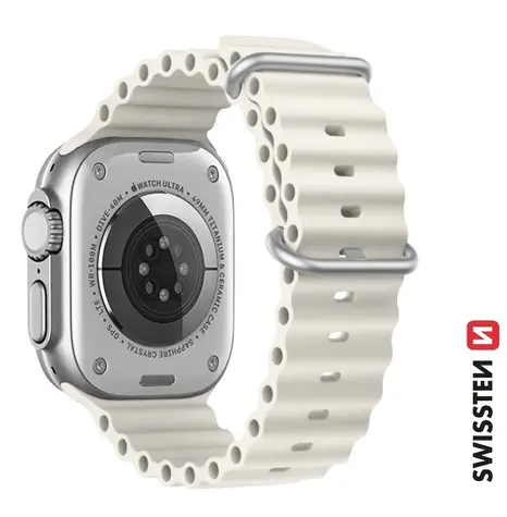 SWISSTEN Silikonový oceánský řemínek pro Apple Watch 42/44/45/49mm kamenně šedá