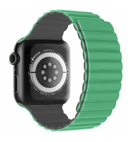 SWISSTEN Silikonový magnetický řemínek pro Apple Watch 38/40/41mm zeleno-šedá