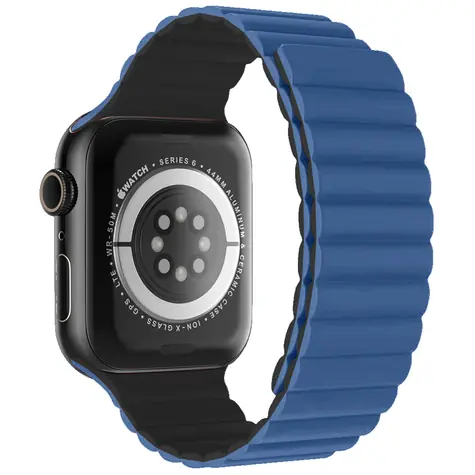 SWISSTEN Silikonový magnetický řemínek pro Apple Watch 38/40/41mm modro-černá