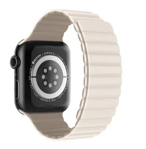 SWISSTEN Silikonový magnetický řemínek pro Apple Watch 38/40/41mm bílá-capuccino