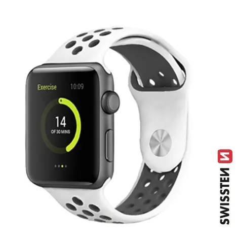 SWISSTEN Silikonový sportovní řemínek pro Apple Watch 42/44/45/49mm platinovo-černá
