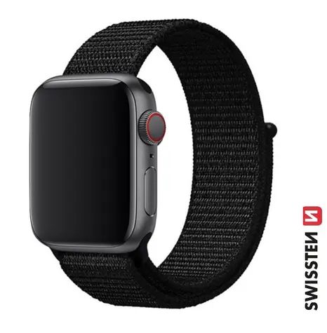 SWISSTEN Nylonový řemínek pro Apple Watch 38/40/41mm černá