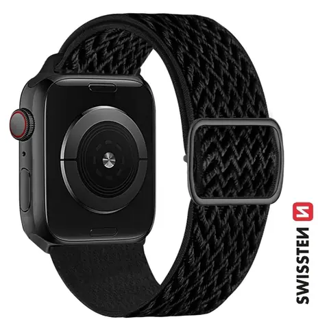 SWISSTEN Nylonový řemínek se sponou pro Apple Watch 38/40/41mm černá