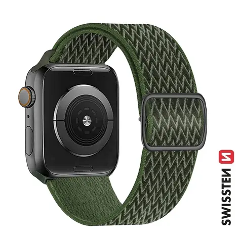 SWISSTEN Nylonový řemínek se sponou pro Apple Watch 38/40/41mm khaki