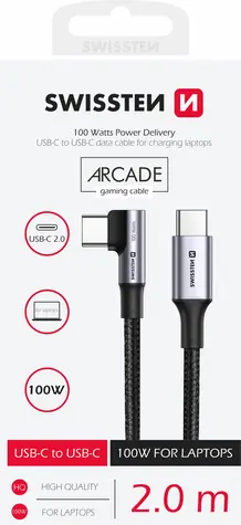 SWISSTEN Datový kabel pro notebooky USB-C - USBC 2m černá / 100W