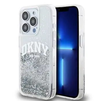 DKNY Liquid Glitter Arch Logo Zadní Kryt pro Apple iPhone 15 Pro čirá