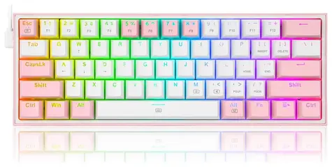 Redragon K617 Fizz Red růžová / Herní klávesnice / mechanická / spínače red / USB / US