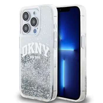DKNY Liquid Glitter Arch Logo Zadní Kryt pro Apple iPhone 14 Pro čirá
