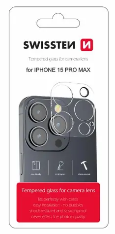 SWISSTEN Ochranné sklo čoček fotoaparátu pro Apple iPhone 15 Pro Max