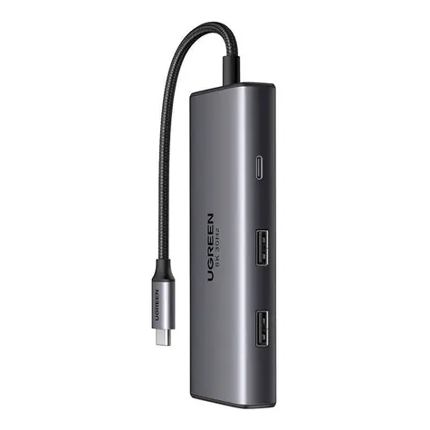 UGREEN CM495 USB Hub 6v1 USB-C šedá / 2x USB-A 3.0 / 2x HDMI (4K+8K) / 1x USB-C (PD) 