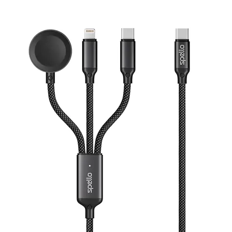 Epico Spello Datový USB-C kabel 3v1 černá / Lightning / USB-C / Apple Watch
