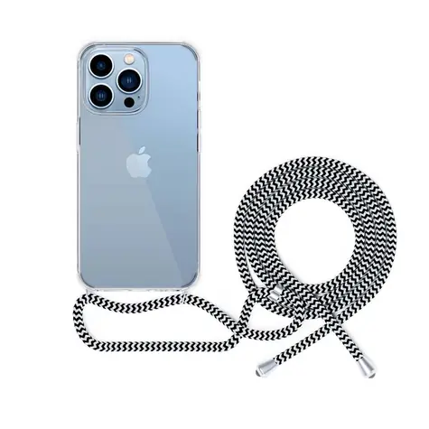 Epico Transparentní kryt se šňůrkou pro iPhone 13 Pro Max černo-bílá