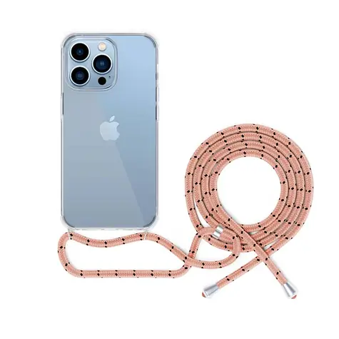Epico Transparentní kryt se šňůrkou pro iPhone 13 Pro Max růžová