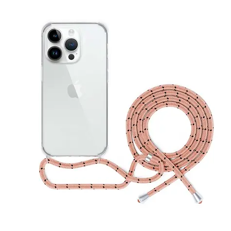 Epico Transparentní kryt se šňůrkou pro iPhone 14 Pro Max růžová