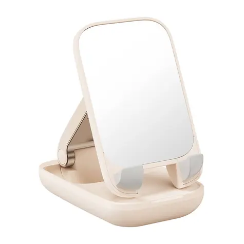 Baseus Seashell Skládací stojánek na telefon se zrcátkem béžová