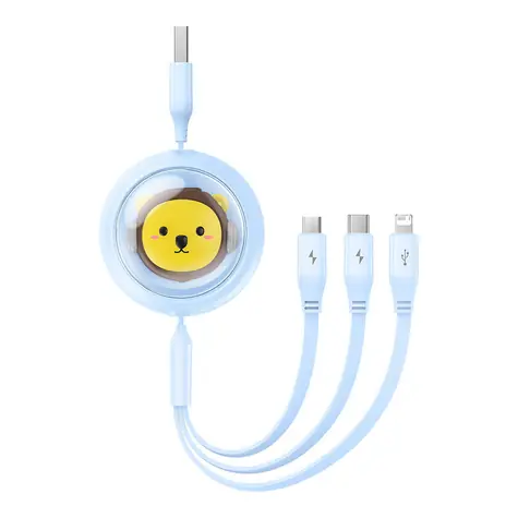 Baseus Cute & Powerful Nabíjecí USB-A kabel 3v1 1.1m modrá / 1x USB-C (M) / 1x microUSB (M) / 1x Lightning (M) 