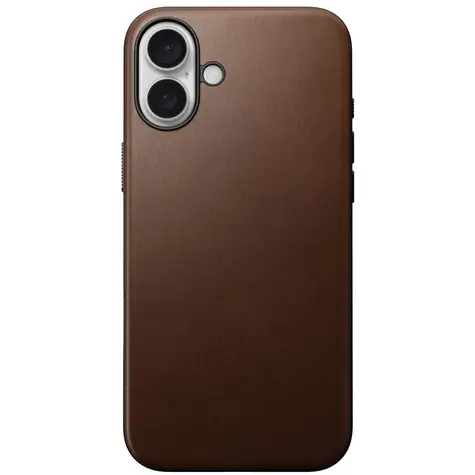 Nomad Modern Leather Case Kožený kryt pro Apple iPhone 16 Plus hnědá