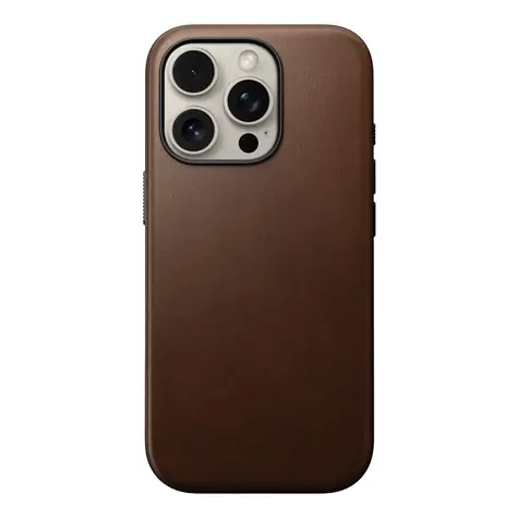 Nomad Modern Leather Case Kožený kryt pro Apple iPhone 16 Pro hnědá