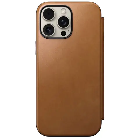 Nomad Modern Leather Folio pouzdro pro Apple iPhone 16 Pro Max english tan