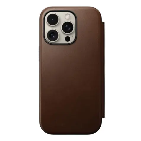 Nomad Modern Leather Folio pouzdro pro Apple iPhone 16 Pro hnědá