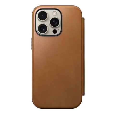 Nomad Modern Leather Folio pouzdro pro Apple iPhone 16 Pro english tan