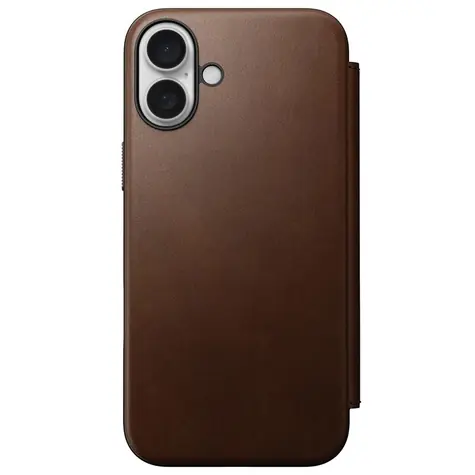 Nomad Modern Leather Folio pouzdro pro Apple iPhone 16 Plus hnědá