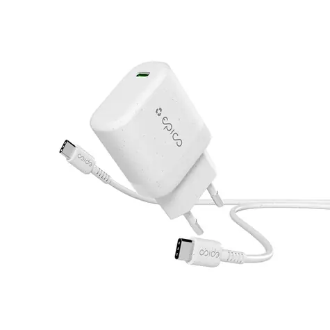 Epico Resolve GaN USB-C nabíječka 30W (+ kabel) bílá / PD / s 1.2 m kabelem USB-C