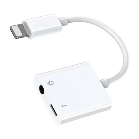 Joyroom S-Y105 Audio adaptér Lightning (M) - Jack 3.5 mm + Lightning (F) 1.5A bílá 