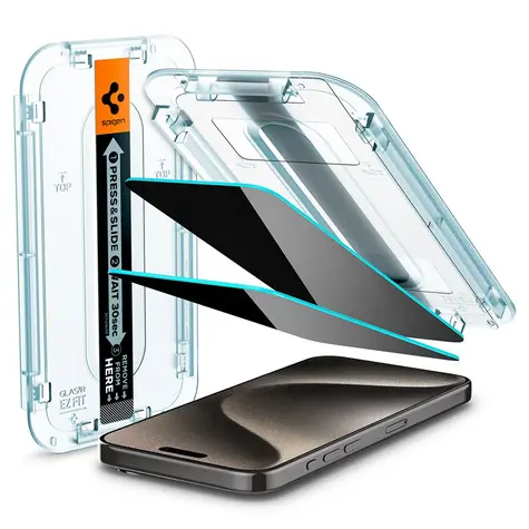 Spigen Glass tR EZ Fit HD Privacy 1 Pack ochranné sklo pro Apple iPhone 15 Pro Max