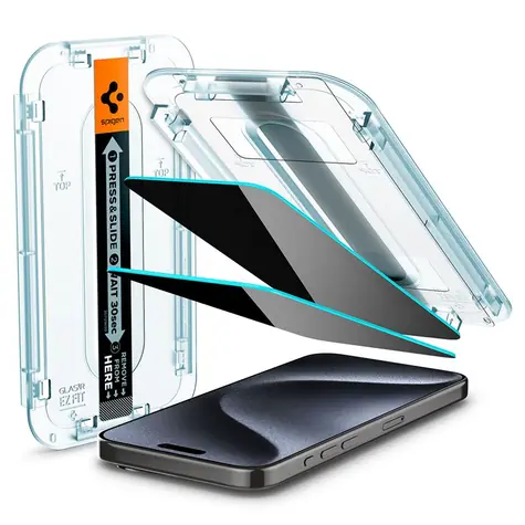 Spigen Glass tR EZ Fit HD Privacy 1 Pack ochranné sklo pro Apple iPhone 15 Pro 