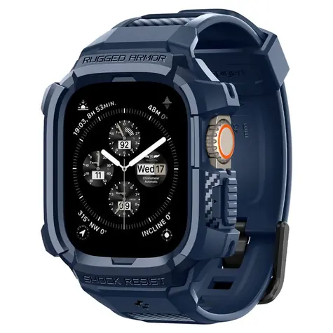 Spigen Rugged Armor Pro ochranný kryt s řemínkem pro Apple Watch Ultra 2/1 49mm modrá