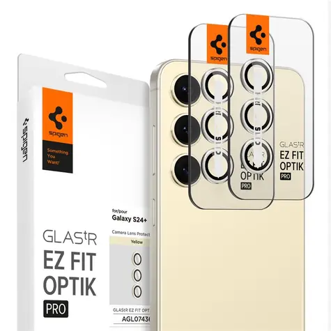 Spigen Glass tR EZ Fit Optik Pro ochranné sklo na fotoaparát pro Samsung Galaxy S24+ 2ks žlutá