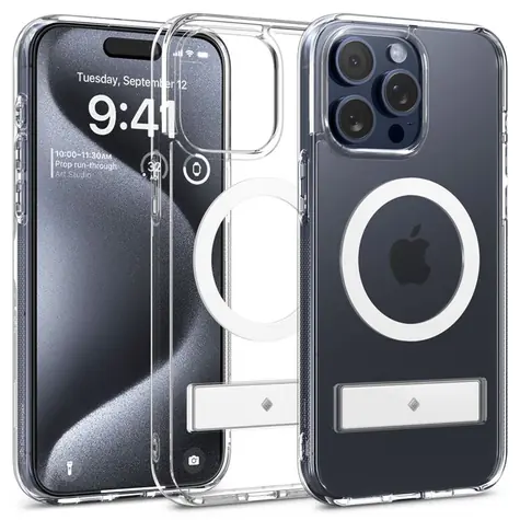 Spigen Caseology Capella MagSafe Kickstand ochranný kryt pro Apple iPhone 15 Pro čirá