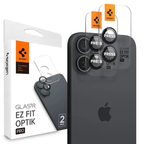 Spigen Glass tR EZ Fit Optik Pro 2 Pack ochranné sklo fotoaparátu pro Apple iPhone 16 & 16 Plus černá