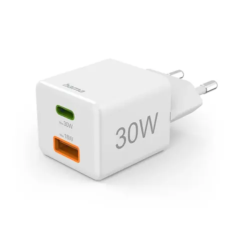Hama USB nabíječka 30W bílá / USB-C / USB / PD / QC