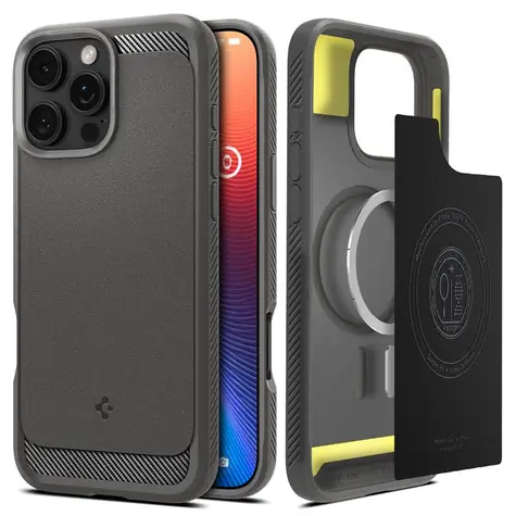 Spigen Rugged Armor MagSafe ochranný kryt pro Apple iPhone 16 Pro šedá