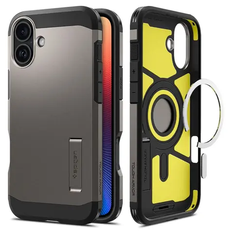 Spigen Tough Armor MagSafe ochranný kryt pro Apple iPhone 16 Plus gunmetal