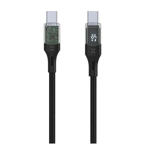 FIXED Kabel s displejem USB-C/USB-C PD 1.2m USB 2.0 100W černý