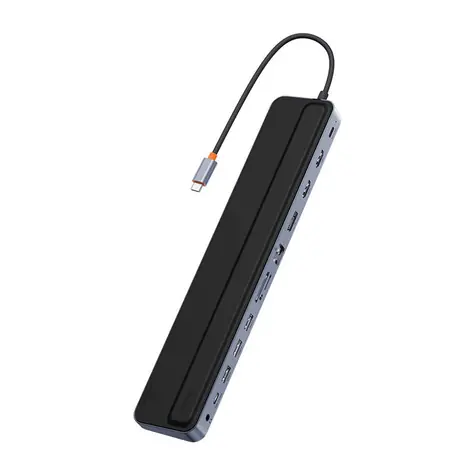 Baseus EliteJoy G2 USB-C rozbočovač 12v1 šedá / HDMI / USB-A / USB-C / RJ-45 / 3.5mm jack / SD/TF / PD