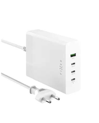 FIXED Charging Station (PD 3.0) 200W 1.5m bílá / Síťový prodlužovací adaptér / 3x USB-C + USB