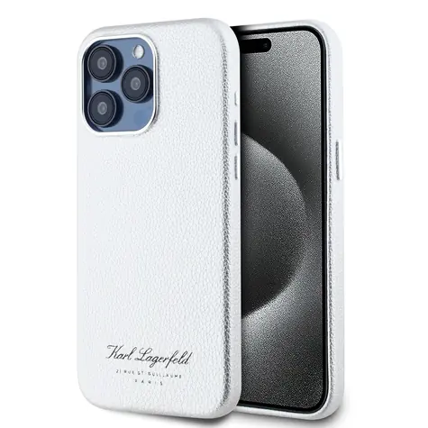 Karl Lagerfeld Grained PU Hotel RSG Zadní Kryt pro Apple iPhone 15 Pro Max šedá