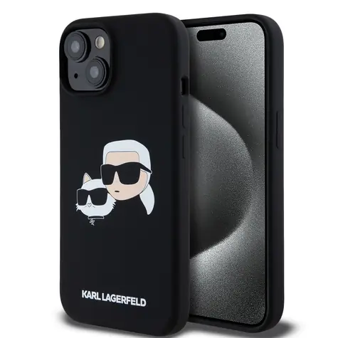 Karl Lagerfeld Liquid Silicone Double Heads Magsafe Zadní Kryt pro Apple iPhone 15 Pro Max černá