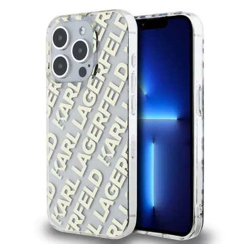 Karl Lagerfeld IML Electroplated Repeated Logo Zadní Kryt pro Apple iPhone 15 Pro zlatá