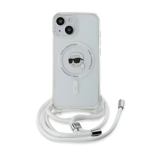 Karl Lagerfeld IML Crossbody Karl Head Magsafe Zadní Kryt pro Apple iPhone 15 čirá