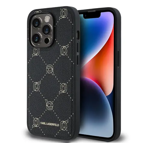 Karl Lagerfeld PU Karl Heads Pattern Magsafe Zadní Kryt pro Apple iPhone 14 Pro Max černá