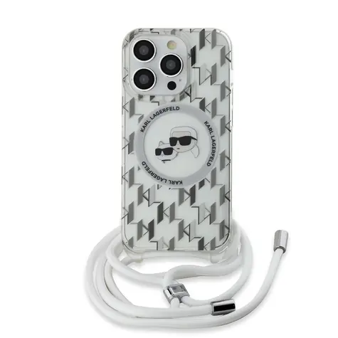 Karl Lagerfeld IML Monogram Crossbody K&CH Heads MagSafe Zadní Kryt pro Apple iPhone 14 Pro Max čirá