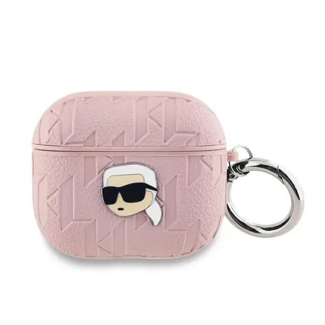 Karl Lagerfeld PU Embossed Karl Head Pouzdro pro Apple AirPods 3 růžová